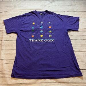 Vintage‎ Jesus Shirt Thank God by Hanes Beefy Purple Adult Size Large